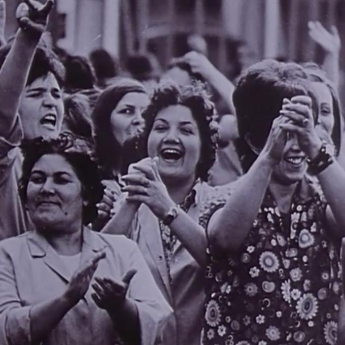 Filmstill „Pierburg – Ihr Kampf ist unser Kampf", Regie: Edith Schmidt/David Wittenberg, BR Deutschland 1974/75, 49 Min. Filmstill „Pierburg – Ihr Kampf ist unser Kampf"
