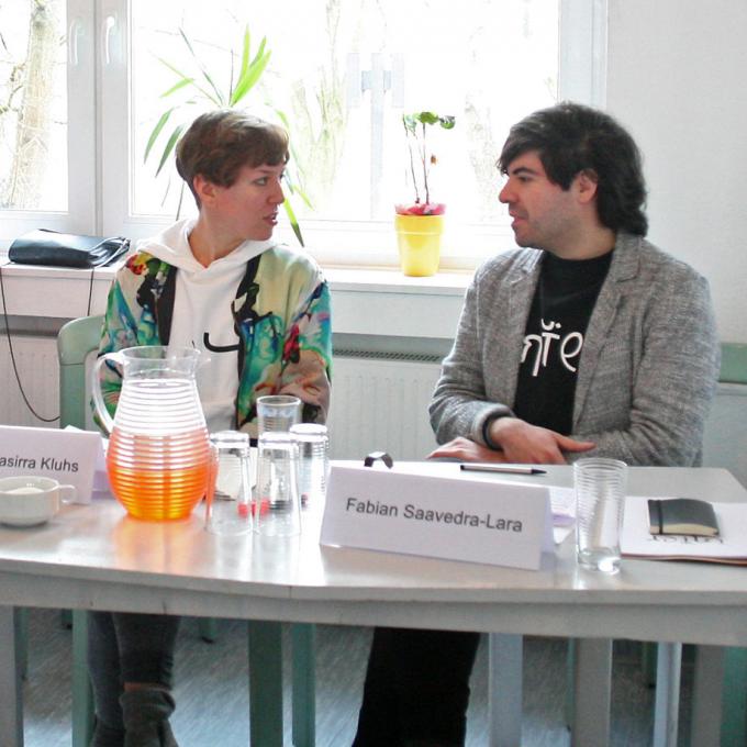 Interkultur Ruhr: Johanna-Yasirra Kluhs und Fabian Saavedra-Lara, Kuratoren. Foto: Sabitha Saul Johanna-Yasirra Kluhs und Fabian Saavedra-Lara